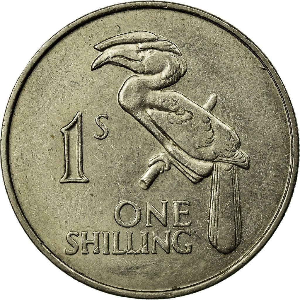 Zambia 1 Shilling Coin | Crowned Hornbill | Kenneth Kaunda | KM7 | 1966