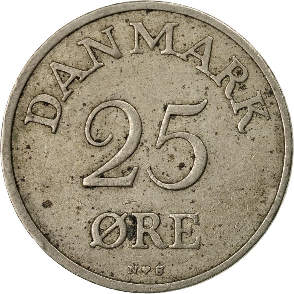 Denmark | 25 Ore Coin | Monogram | Km:842 | 1948 - 1960