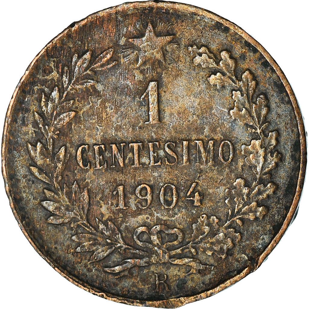 Italy 1 Centesimo Coin Vittorio Emanuele III | Branch | Oak Laurel | Star | KM35 | 1902 - 1908