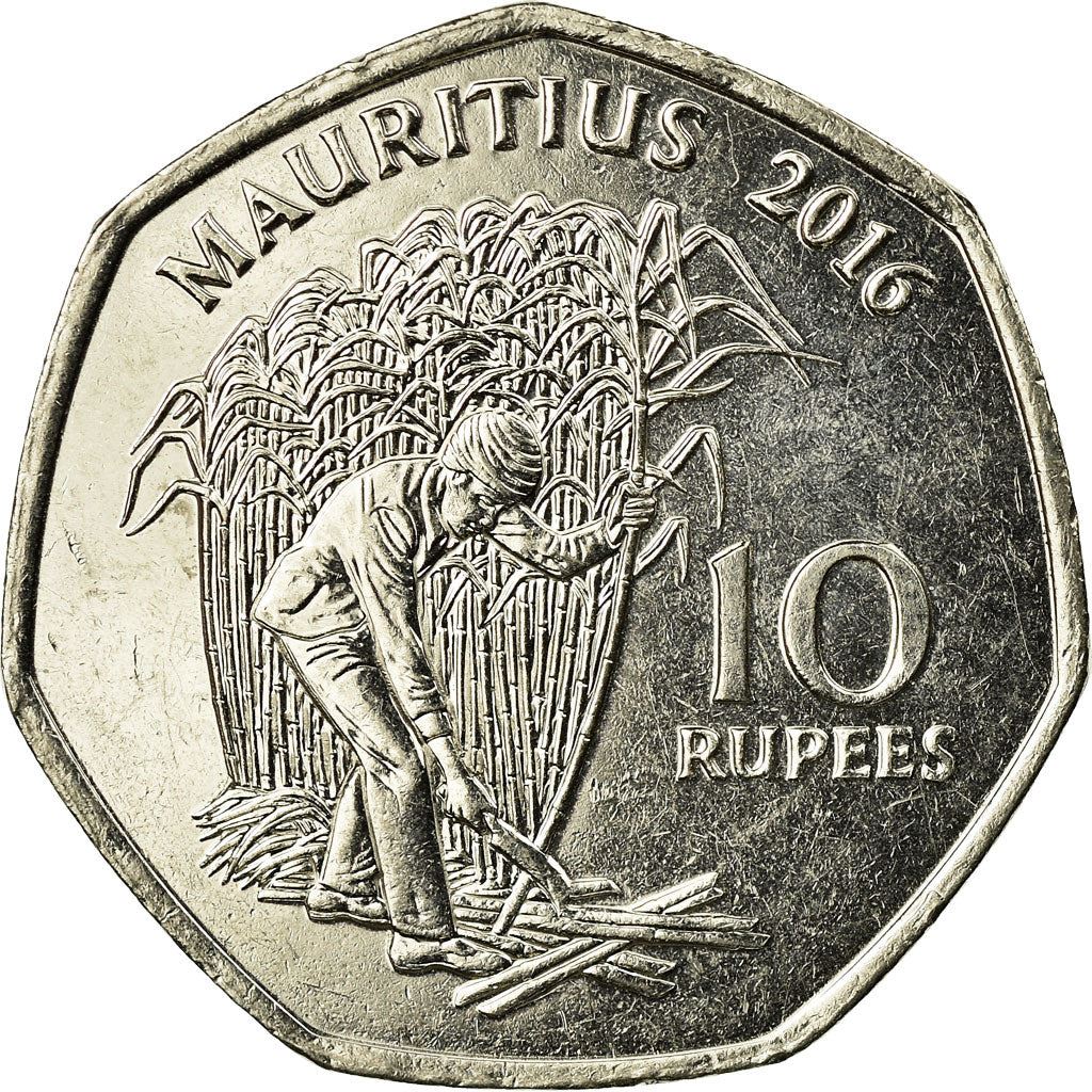 Mauritius | 10 Rupees Coin | Seewoosagur Ramgoolam | Farmer | Sugar Cane | Km:73 | 2016 - 2023