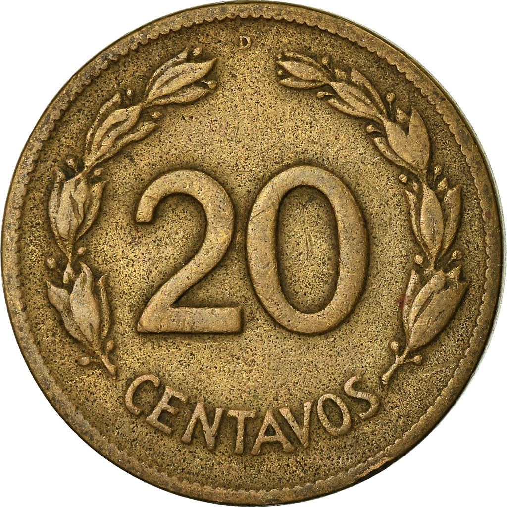 Ecuador | 20-Centavos-Münze | Messing | Kranz | KM:77.1a | 1942–1944