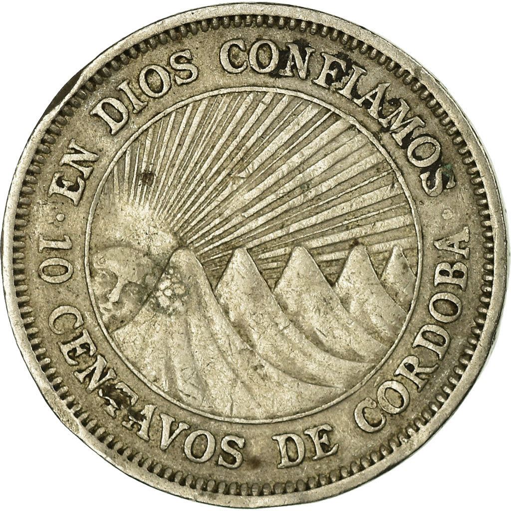 Nicaragua | 10 Centavos Coin | Explorer | Sun | Volcanos | Km:17.2 | 1962 - 1965