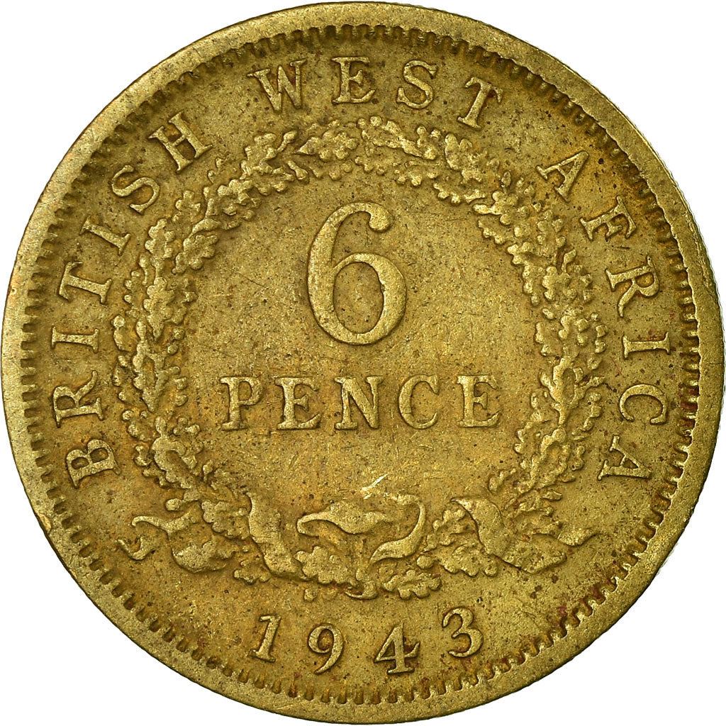 British West Africa | 6 Pence Coin | Wreath | George VI | Km:22 | 1938 - 1947