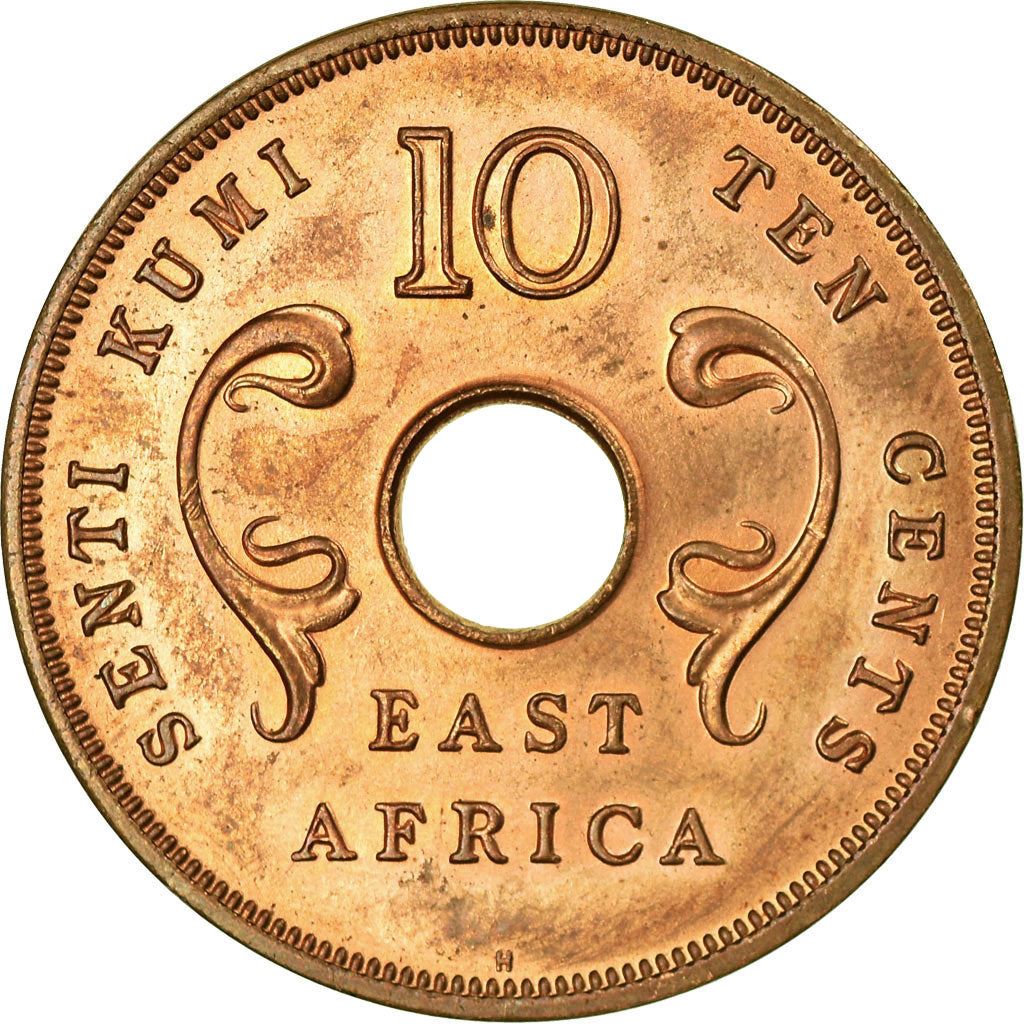 East Africa | 10 Cents Coin | Tusks | Fleurs | Km:40 | 1964