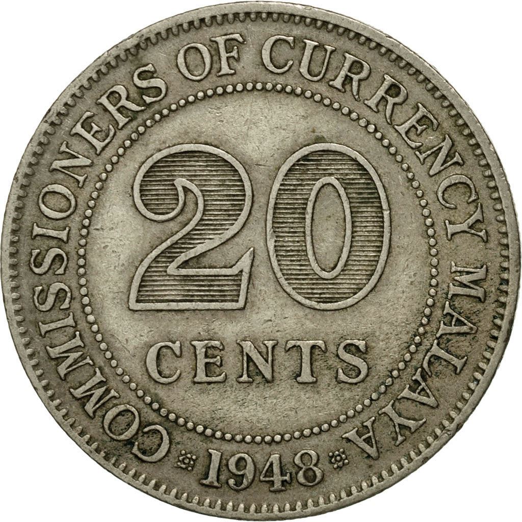 Malaya | 20 Cents Coin | George VI | Km:9 | 1948 - 1950