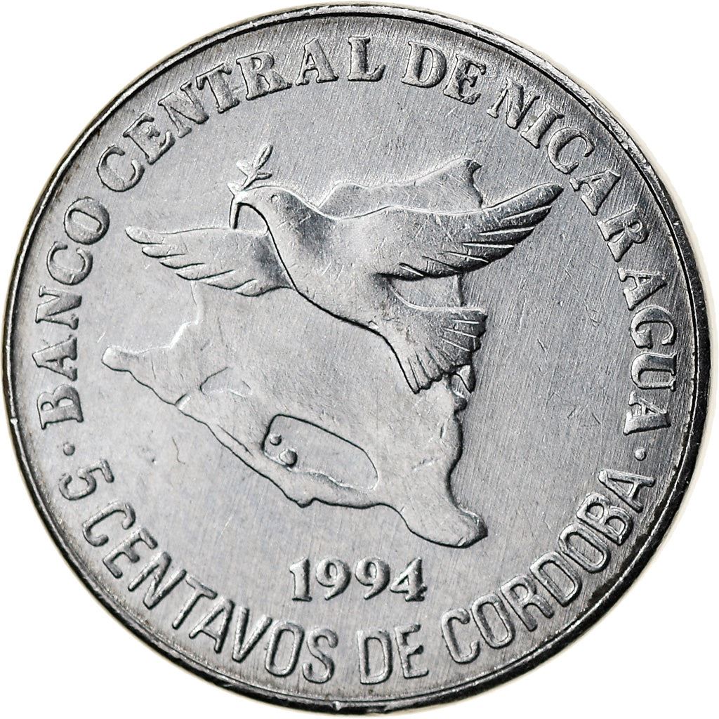 Nicaragua Coin Nicaraguan 5 Centavos Coin | Peace Dove | KM80 | 1994