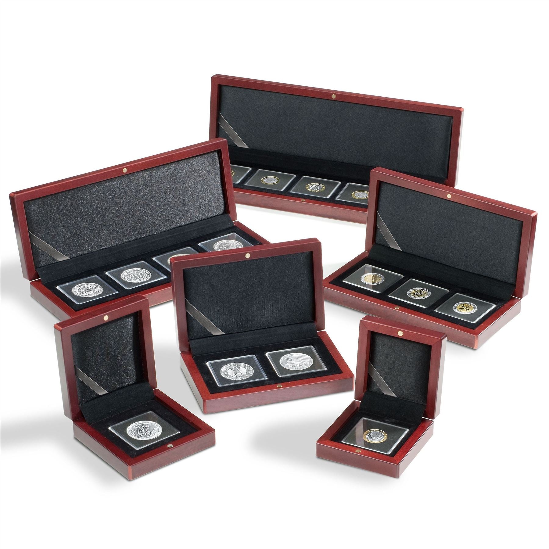 VOLTERRA Small Coin Box | Box for Presenting Coins in Square or Slab Capsules | 1 to 6 Compartments