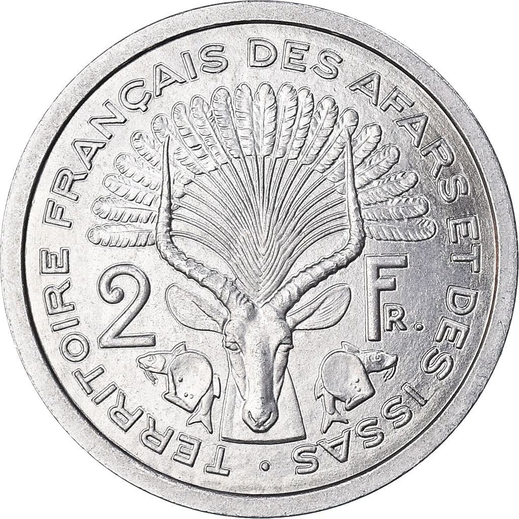 Afars and Issas | 2 Francs Coin | Marianne | Lyre Antelope | Km:13 | 1968 - 1975