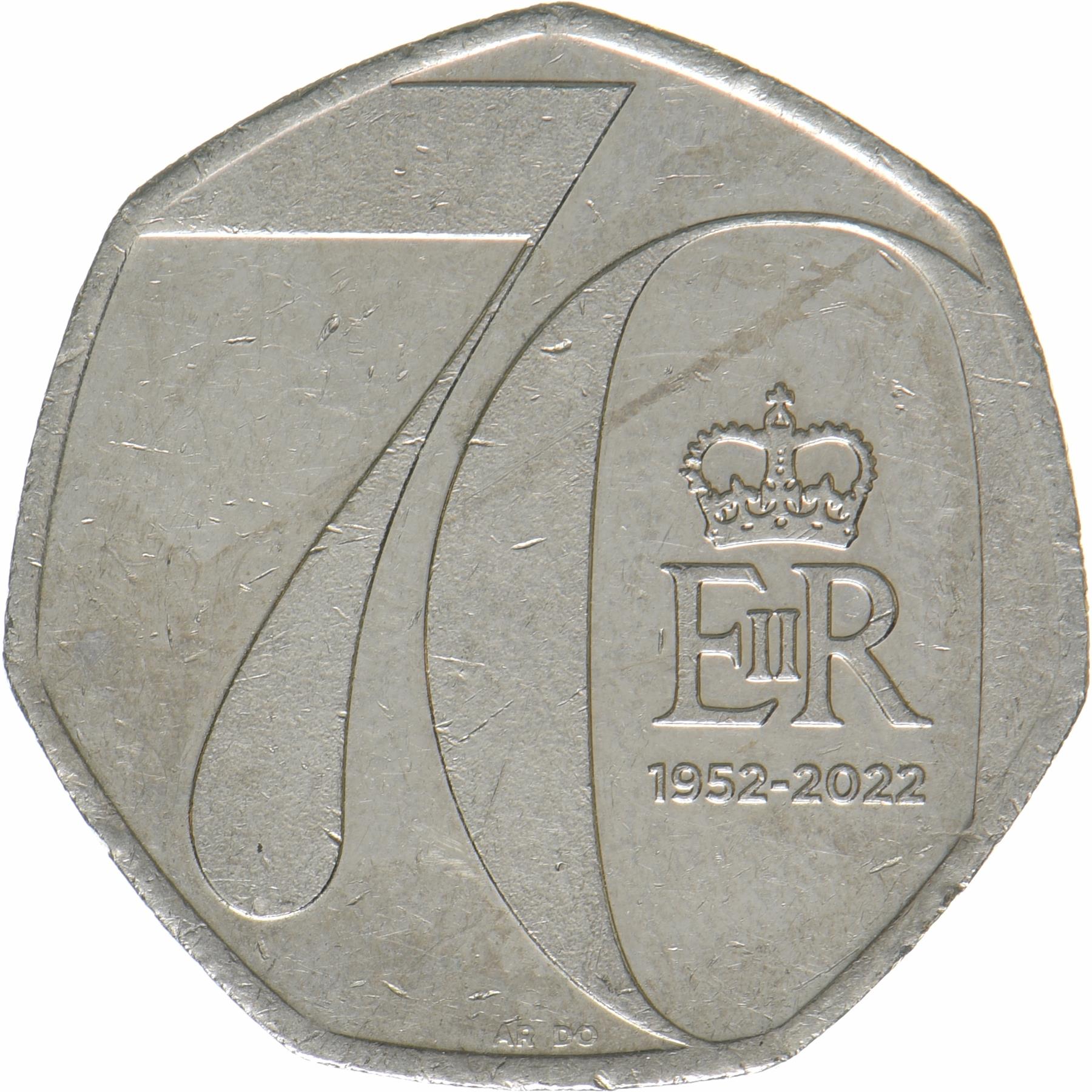 United Kingdom | 50 Pence Coin | Platinum Jubilee | KM:2151 | 2022