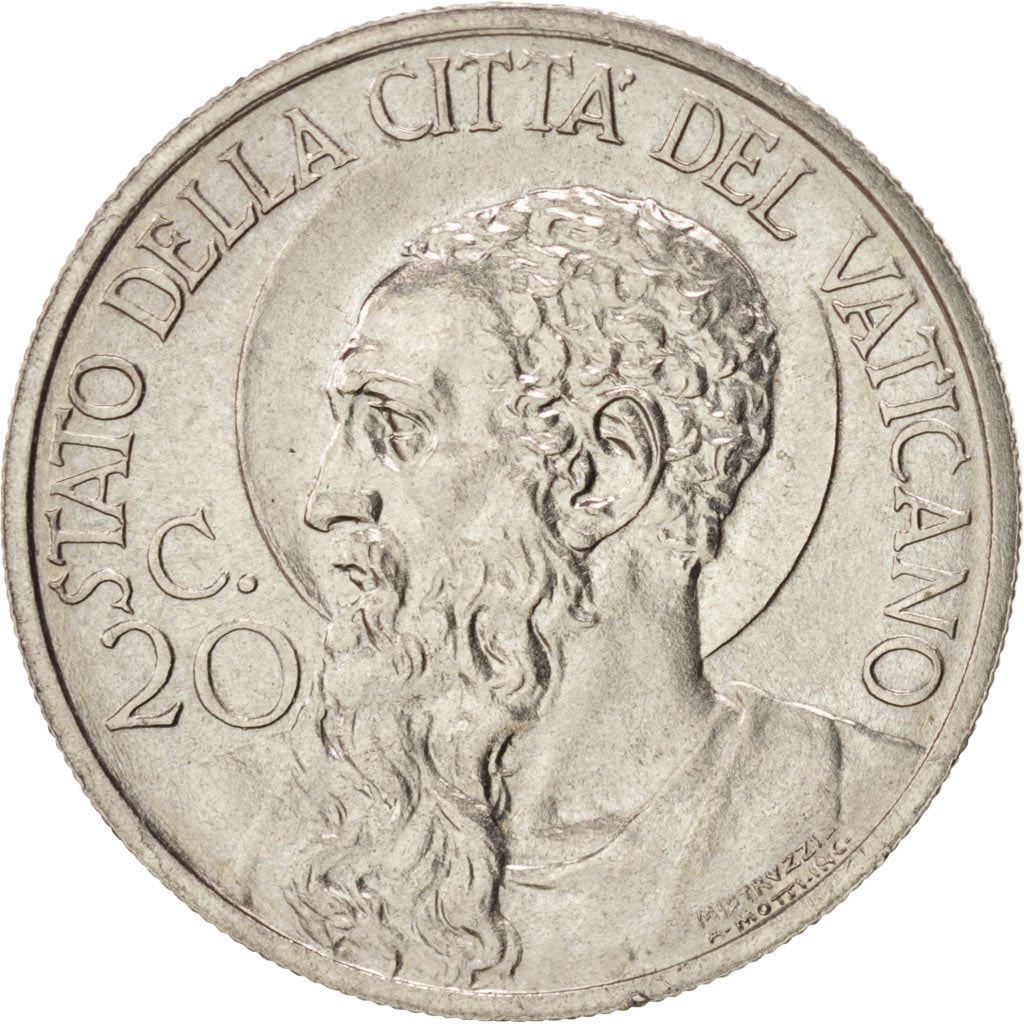 Vatican City | 20 Centesimi Coin | St. Paul | Nickel | KM:3 | 1929-1937