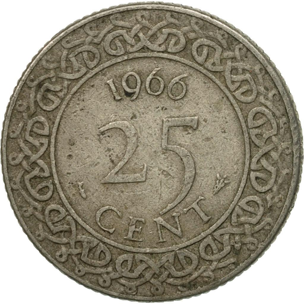 Suriname | 25 Cents Coin | Natives | Wreath | Km:14 | 1962 - 1986