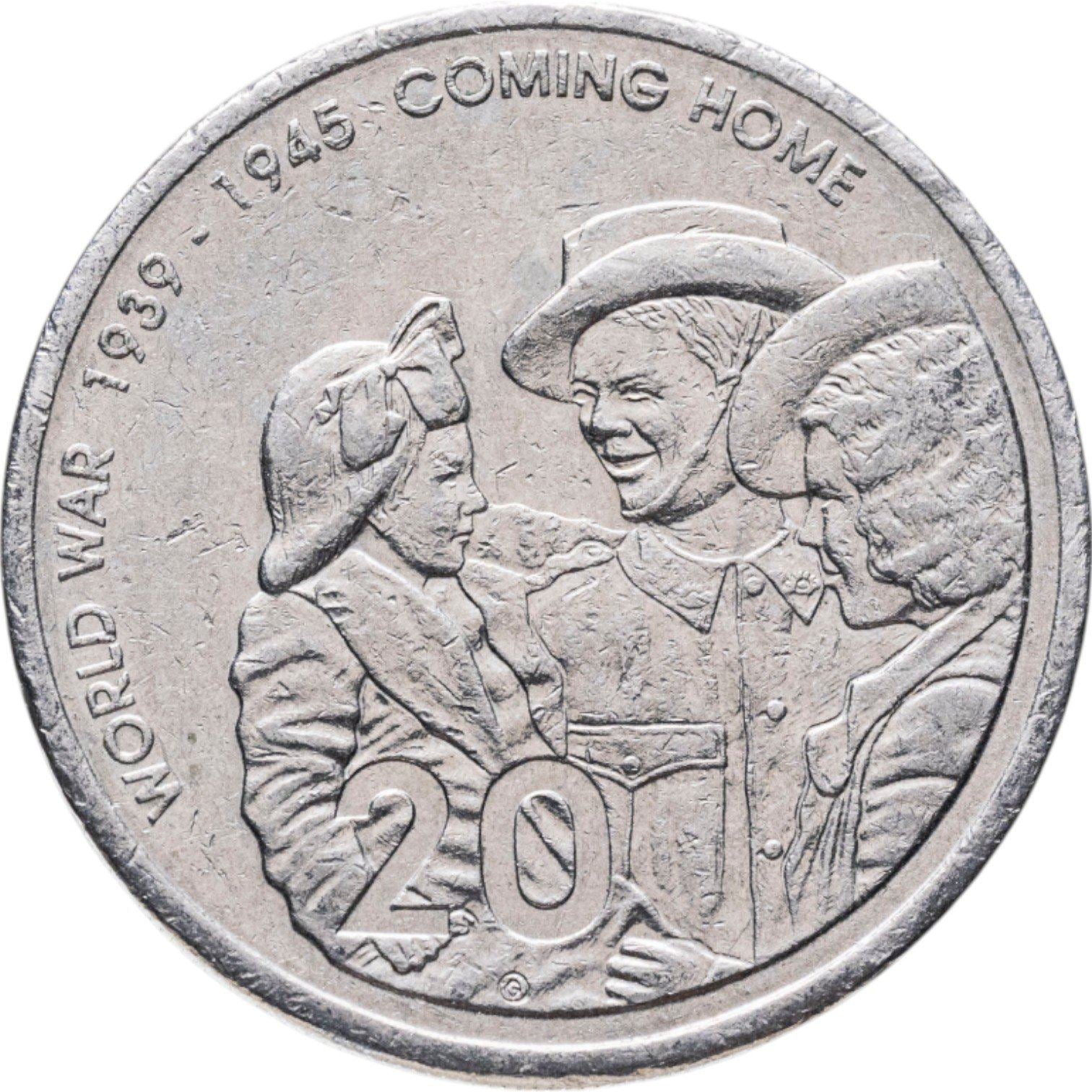 Australia | 20 Cents Coin | Anniversary of World War II | Km:745 | 2005