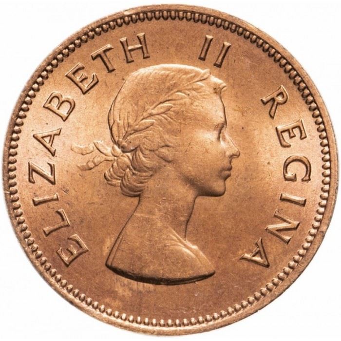 Moneta da 1/2 Penny Sudafrica | Ritratto di Elisabetta II 1° | KM45 | 1953 - 1960