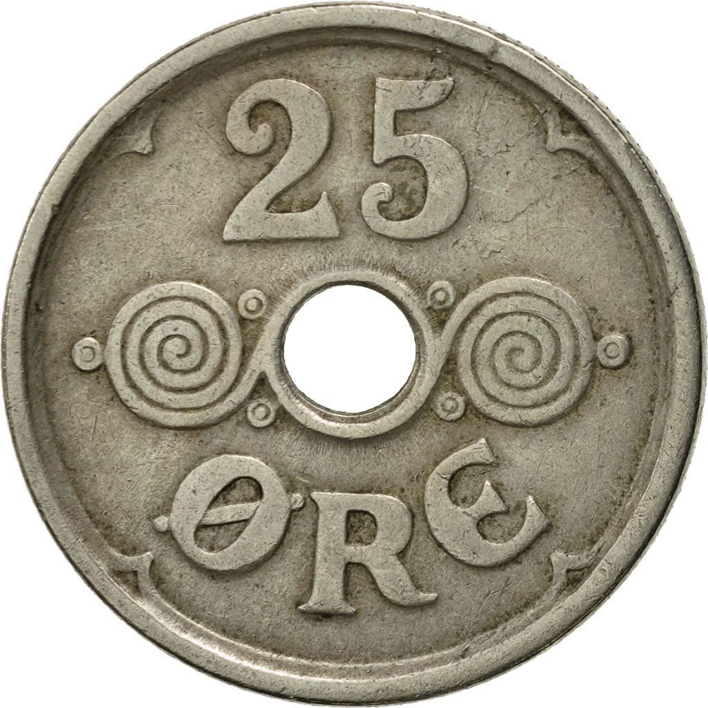 Denmark | 25 Ore Coin | Monogram | Km:823 | 1924 - 1947