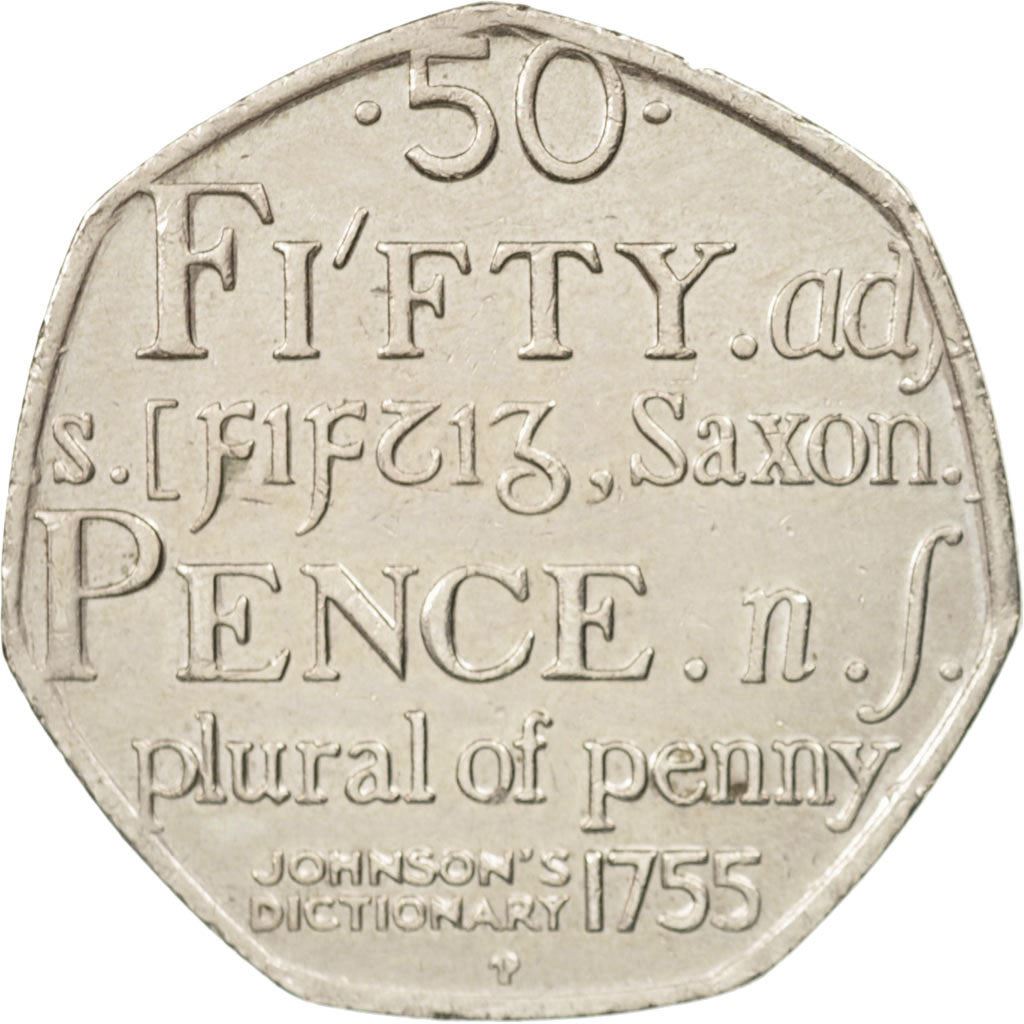 United Kingdom | 50 Pence Coin | Johnson's Dictionary | Km:1050 | 2005 - 2009