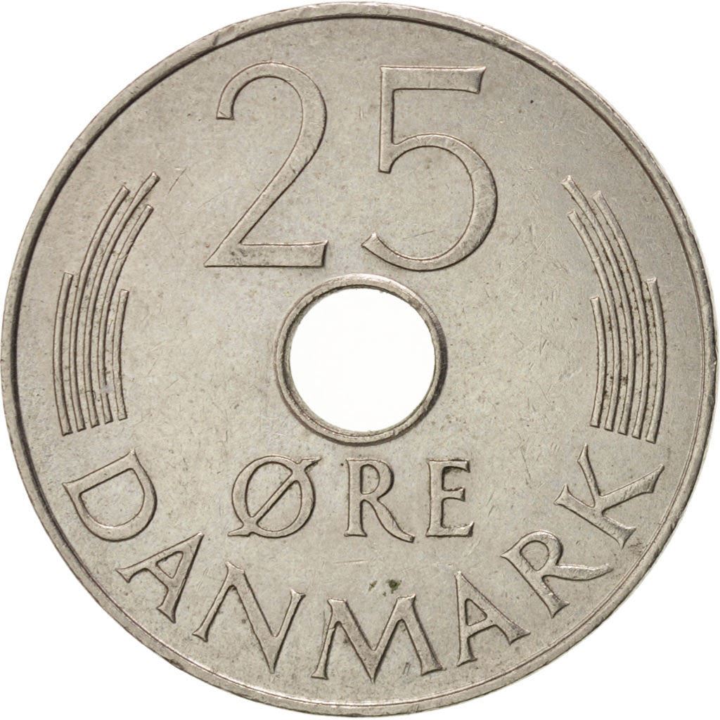 Denmark | 25 Ore Coin | Monogram | Km:861 | 1973 - 1988
