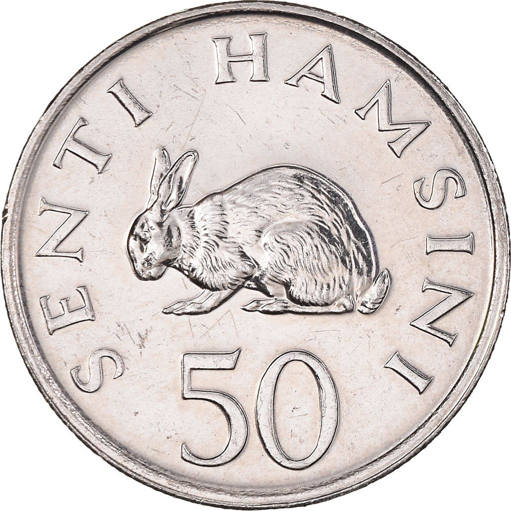 Tanzania | 50 Senti Coin | Rabbit | Km:26 | 1988 - 1990