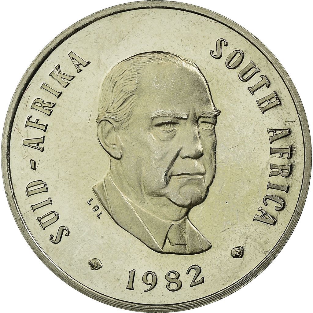 South Africa | 20 Cents Coin | Balthazar J. Vorster | KM113 | 1982