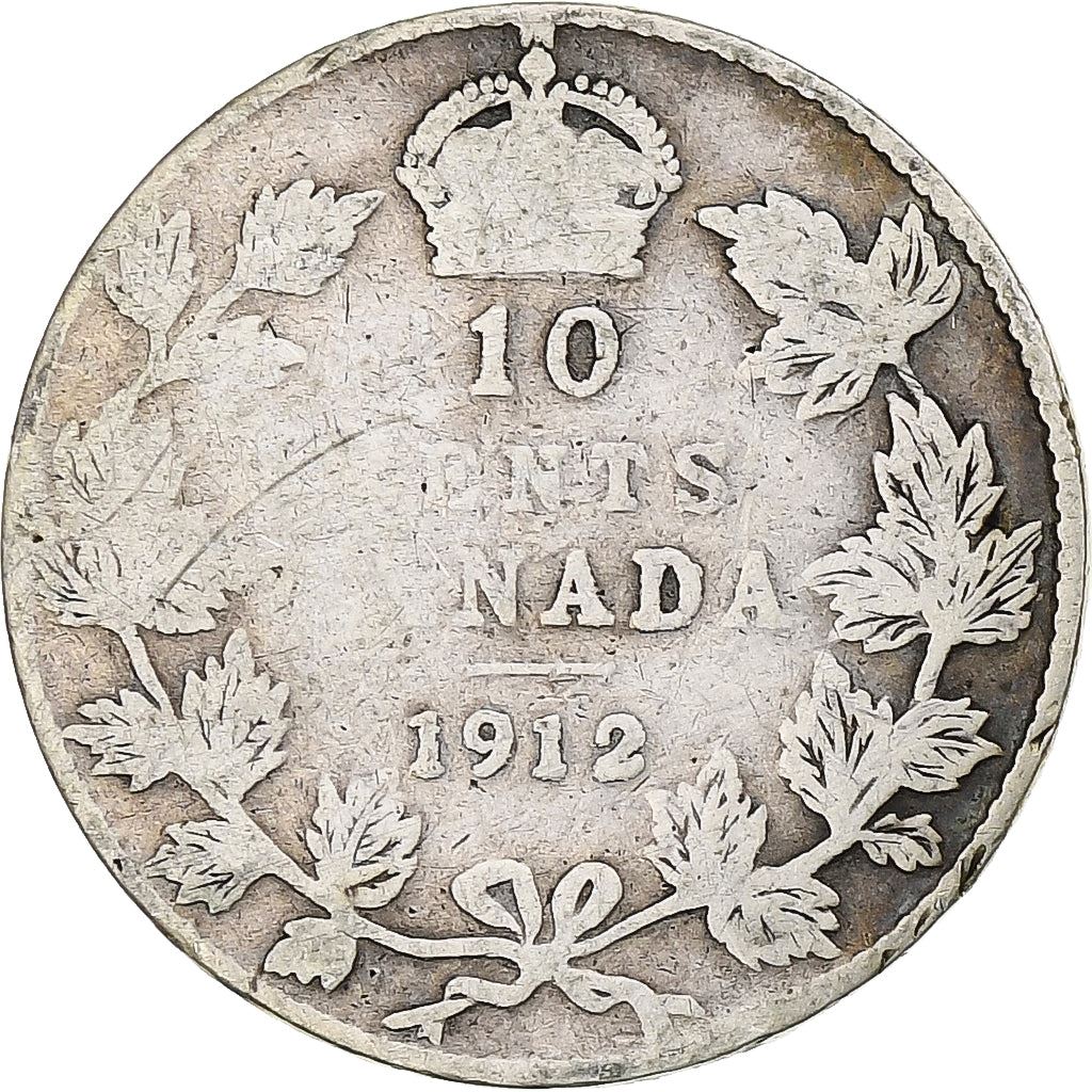 Canada | 10 Cents Coin | Silver | Crown | Wreath | KM:23 | 1912-1919