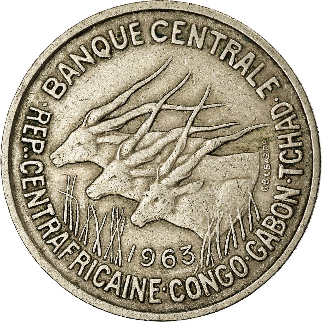 Central African States | 50 Francs Cfa Coin | Antelope | Crops | Km:3 | 1961 - 1963