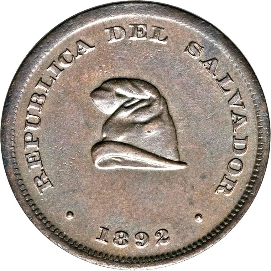 El Salvador 1 Centavo Coin | Phrygian Cap | KM108 | 1892 - 1893