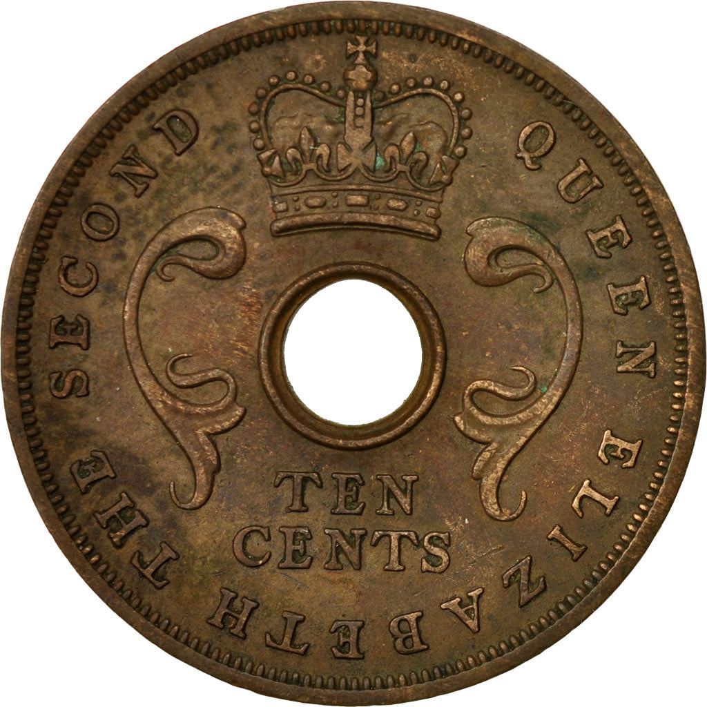 East Africa | 10 Cents Coin | Crown | Tusks | Km:38 | 1956 - 1964
