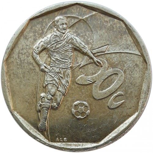 South Africa 50 Cents Coin | Football; Tswana Legend - Aforika Borwa | KM287 | 2002
