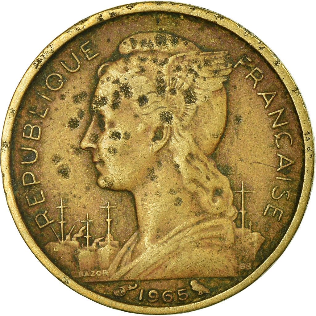 French Somaliland | 10 Francs Coin | Marianne | Dhow | Ocean Liner | Km:11 | 1965