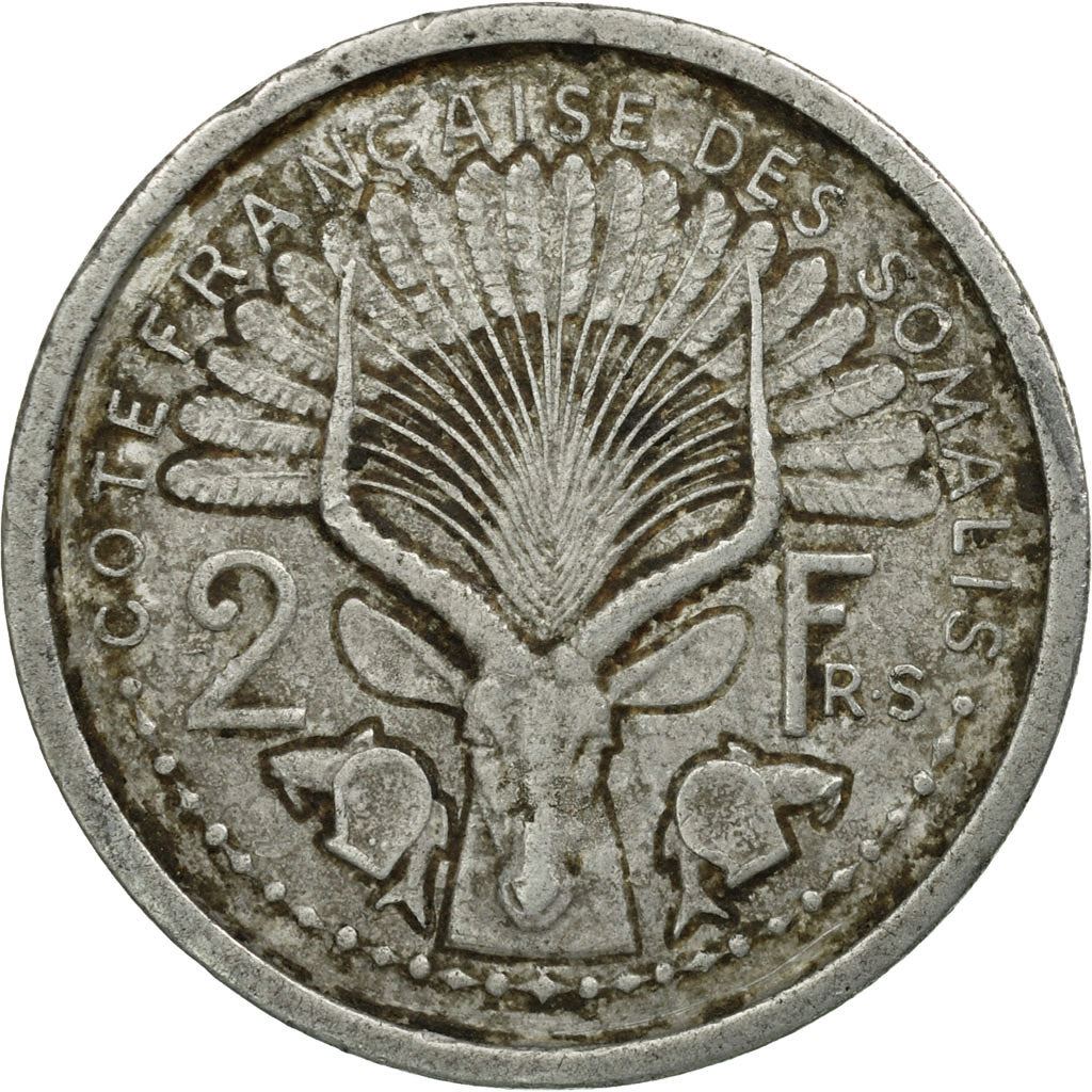 French Somaliland | 2 Francs Coin | Marianne | Waterbuck | Km:9 | 1959 - 1965