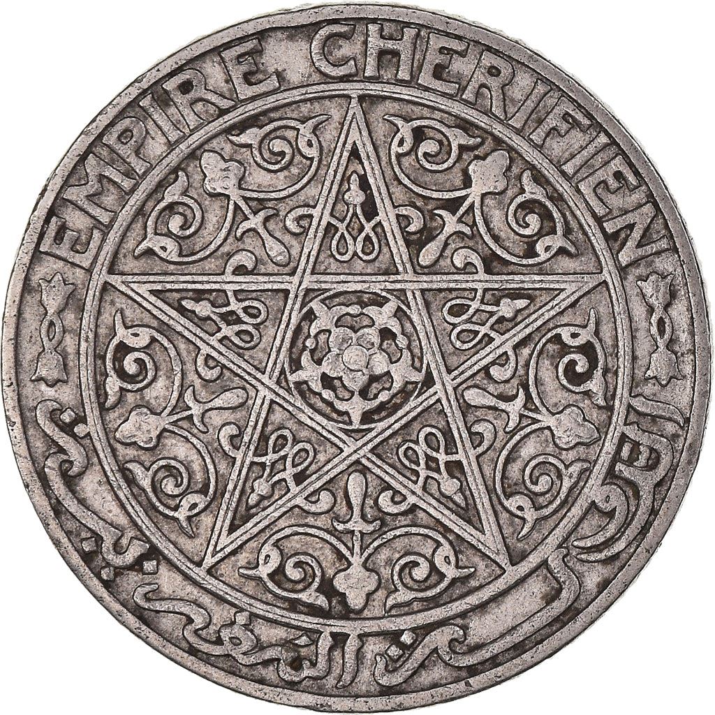 Morocco | 50 Centimes Coin | Sultan Yusef | Pentagram | Lightning Bolt | Y:35 | 1921 - 1924