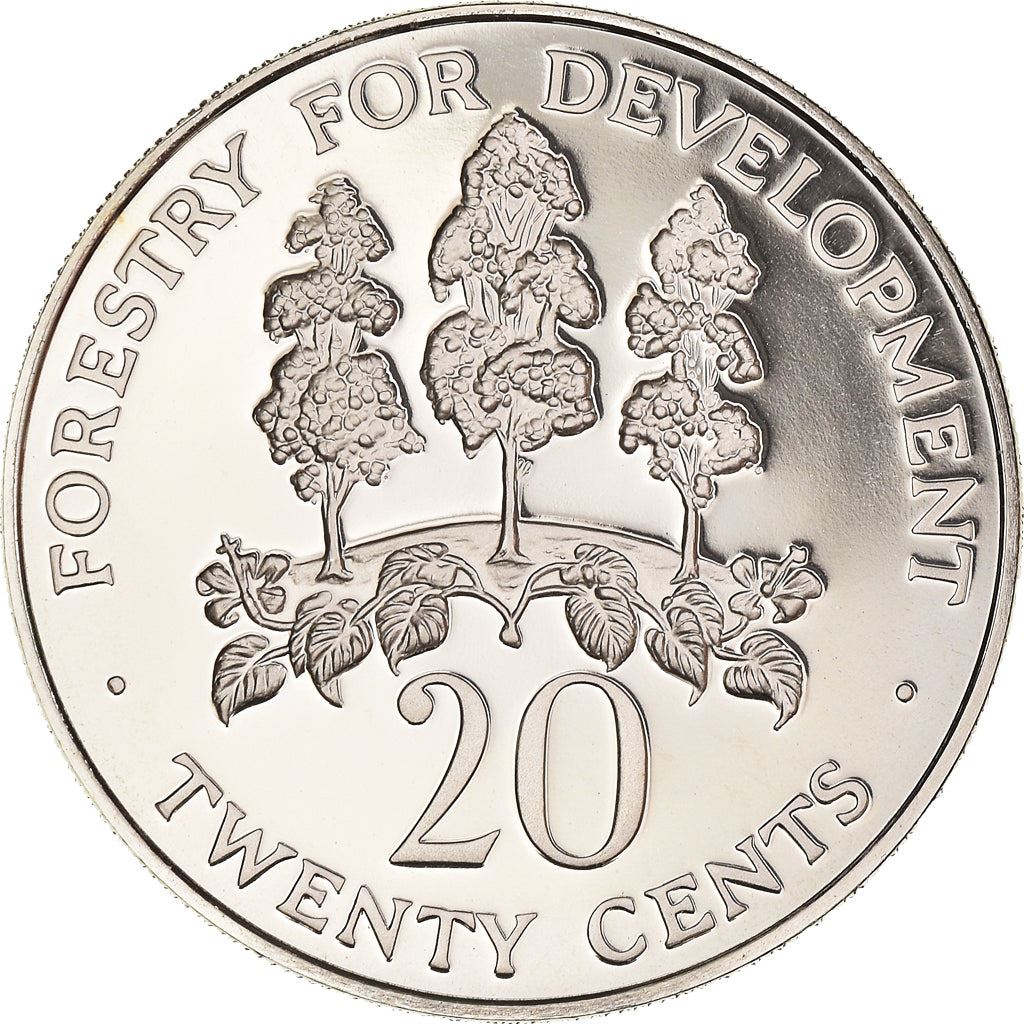 Jamaica Coin | 20 Cents Coin | Mahoe Tree | KM69 | 1976 - 1987