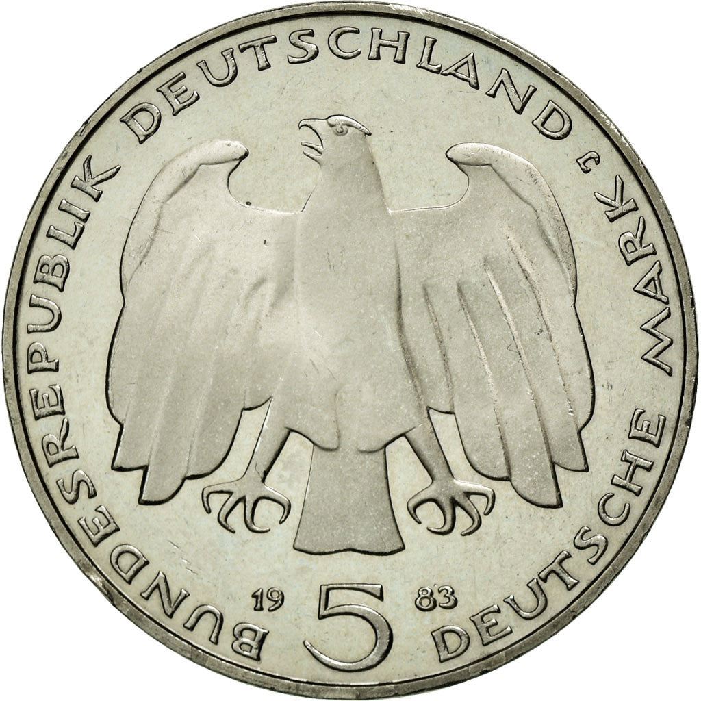 Germany 5 Deutsche Mark Coin | Karl Heinrich Marx | Eagle | KM158 | 1983