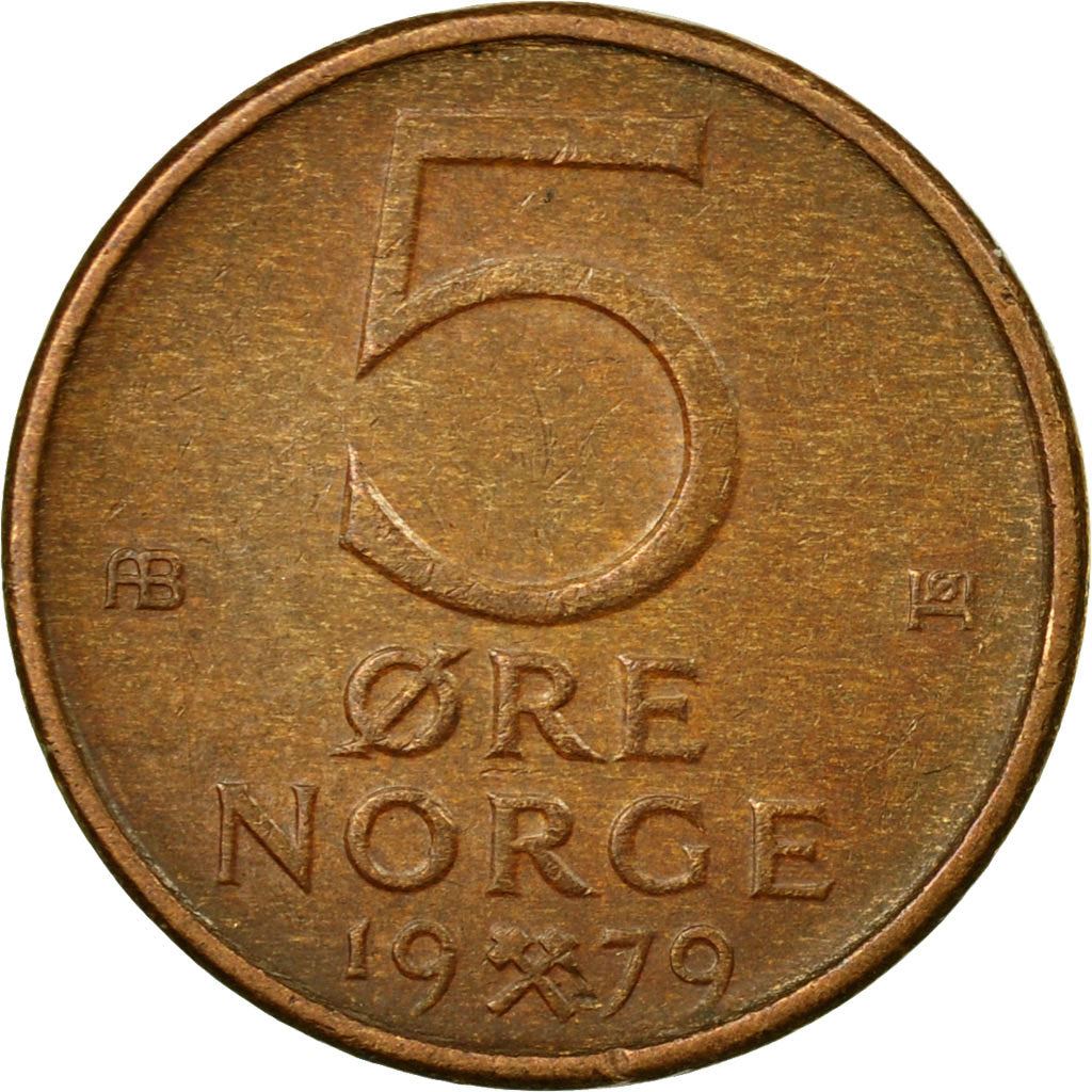 Norway 5 Øre - Olav V Coin KM415 1973 - 1982