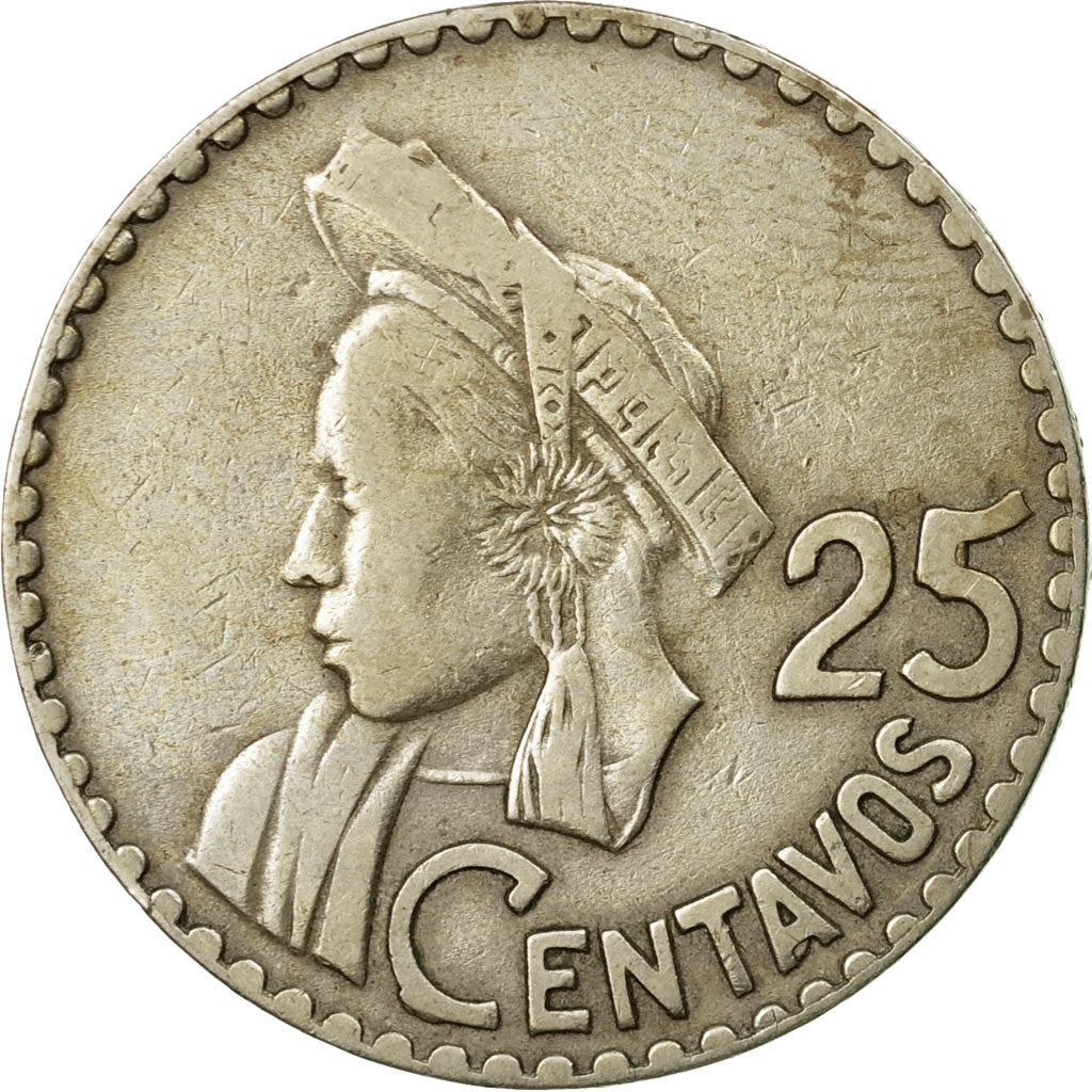 Guatemala | 25 Centavos Coin | Native bust | Km:268 | 1965 - 1966