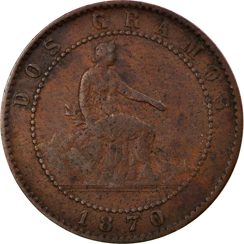 Spain 2 Centimos Coin | Provisional Government | KM661 | 1870