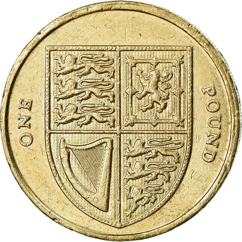 United Kingdom Coin 1 Pound | Elizabeth II 4th portrait | Royal Shield | 2008 - 2015
