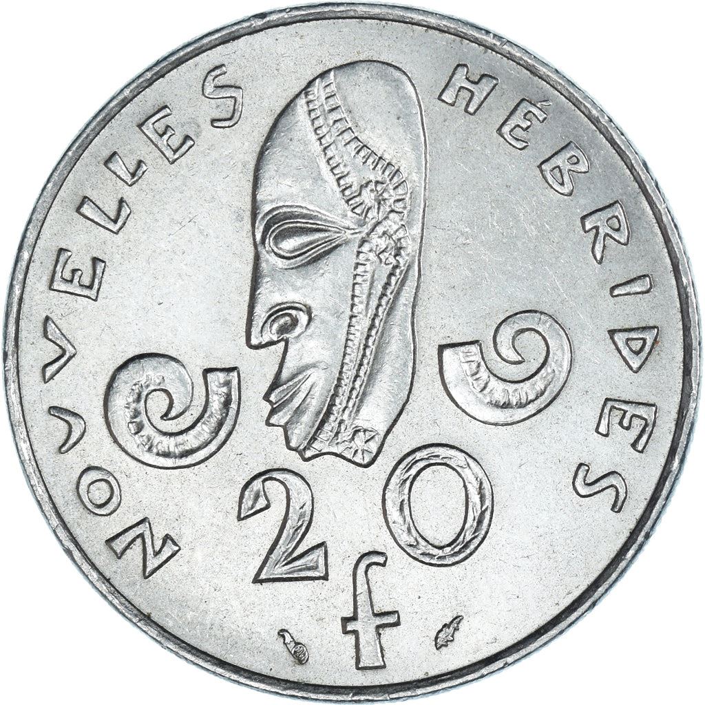 New Hebrides | 20 Francs Coin | Marianne | Native Mask | Snails | Km:3.2 | 1973 - 1982