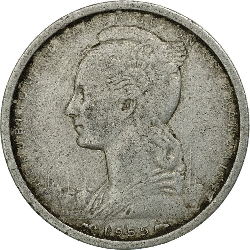 French West Africa | 2 Francs Coin | Marianne | Gazelle | Maize | Km:4 | 1948 - 1955