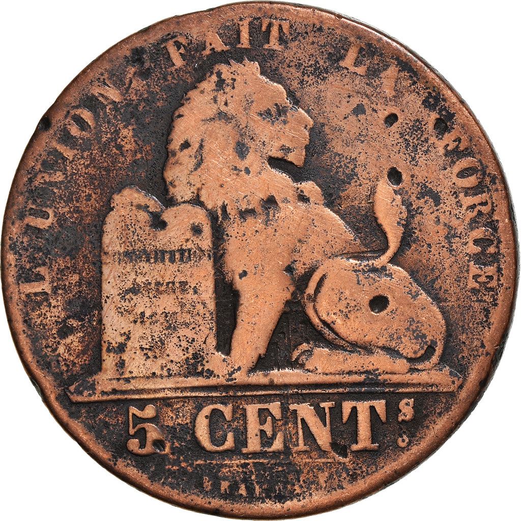 Belgium | 5 Centimes Coin | Cat or feline | Léopold I | Copper | KM:5.1 | 1833-1860