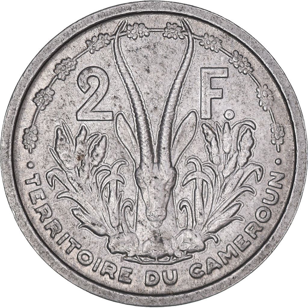 French Cameroon | 2 Francs Coin | Liberty | Phrygian cap | Gazelle | Ships | Km:9 | 1948