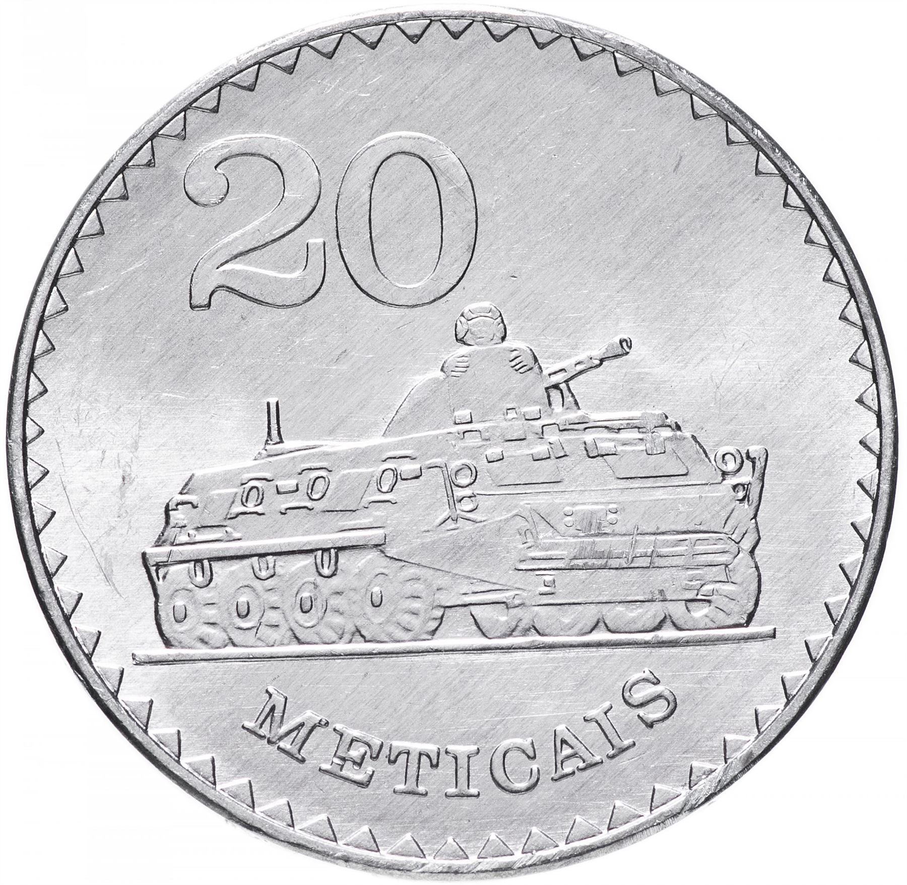 Mozambique | 20 Meticais Coin | Tank | KM:103a | 1986