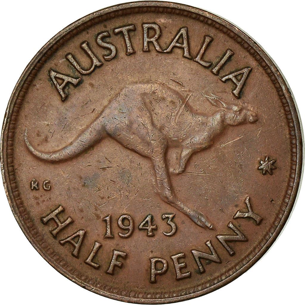 Australia | 1/2 Penny Coin | Kangaroo | Km:41 | 1939 - 1948