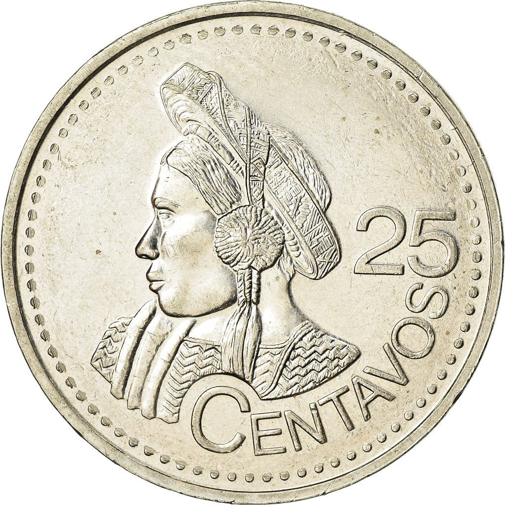 Guatemala | Pièce de 25 centavos | Buste indigène | Km:278 | 1977 - 2000