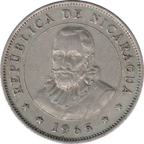 Nicaragua | 50 Centavos Coin | Explorer | Sun | Volcanos | Km:19.2 | 1965