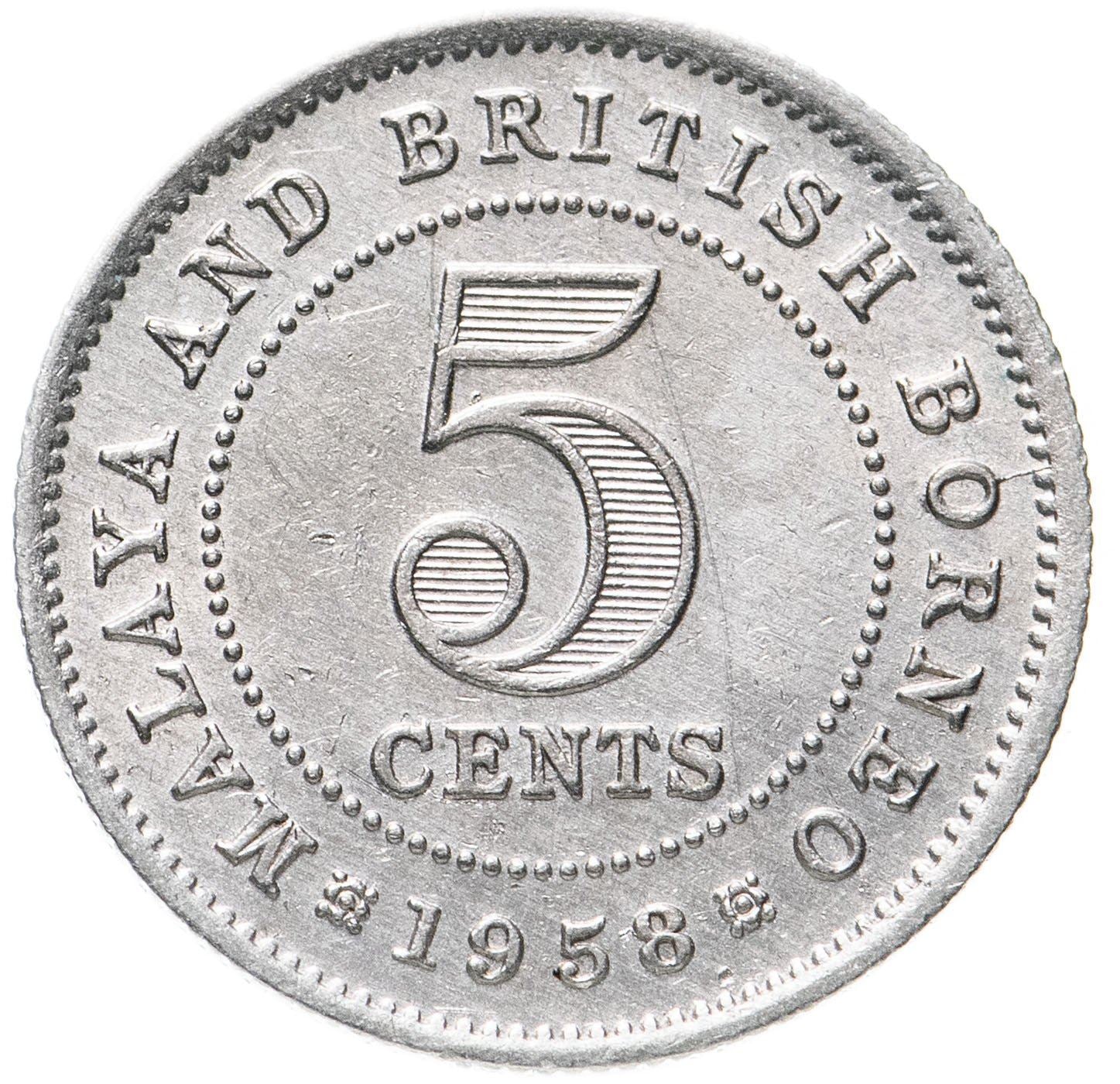Malaya and British Borneo | 5 Cents Coin | Elizabeth II | Km:1 | 1953 - 1961