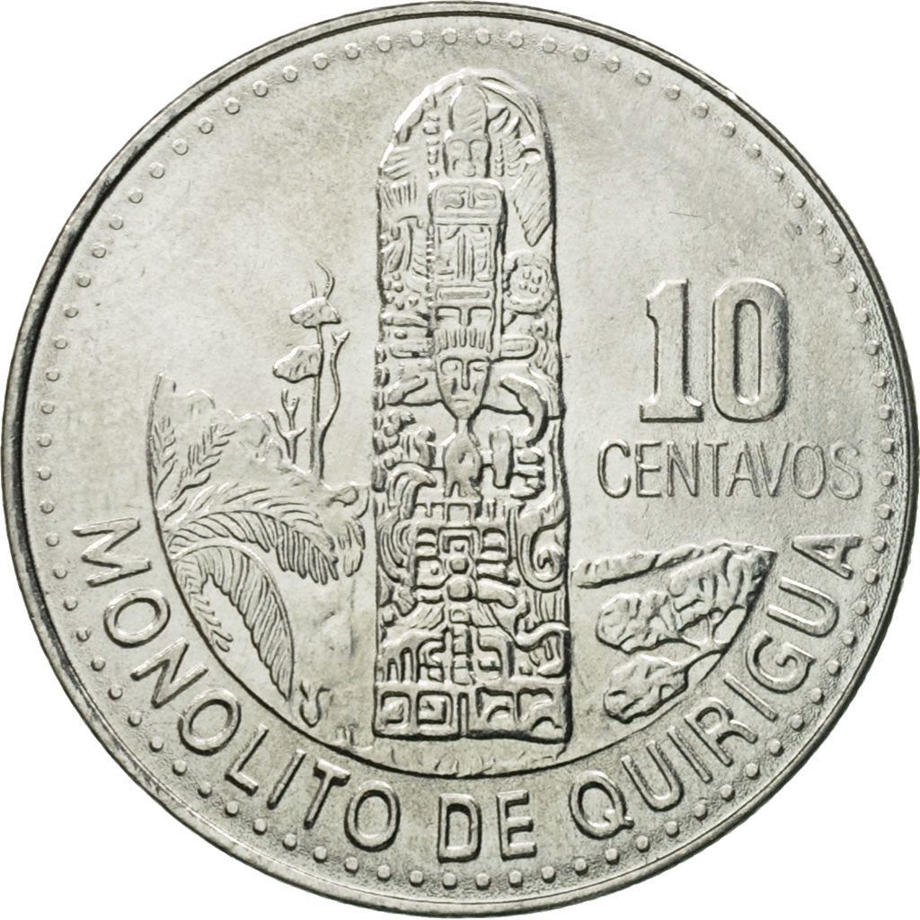 Guatemala | 10 Centavos Coin | Mayan Pillar | Km:277.6A | 2009 - 2022