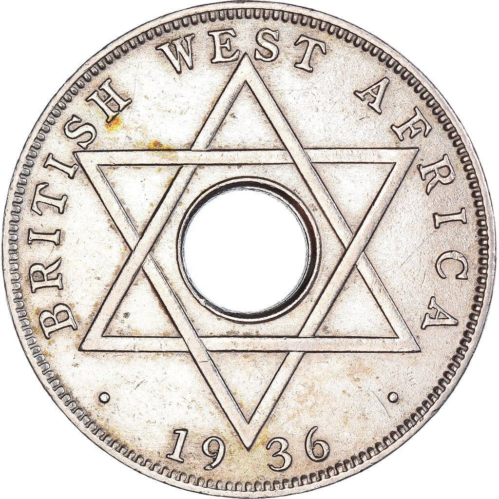 British West Africa | 1/2 Penny Coin | Crown | Hexagram | Edward VIII | Km:15 | 1936