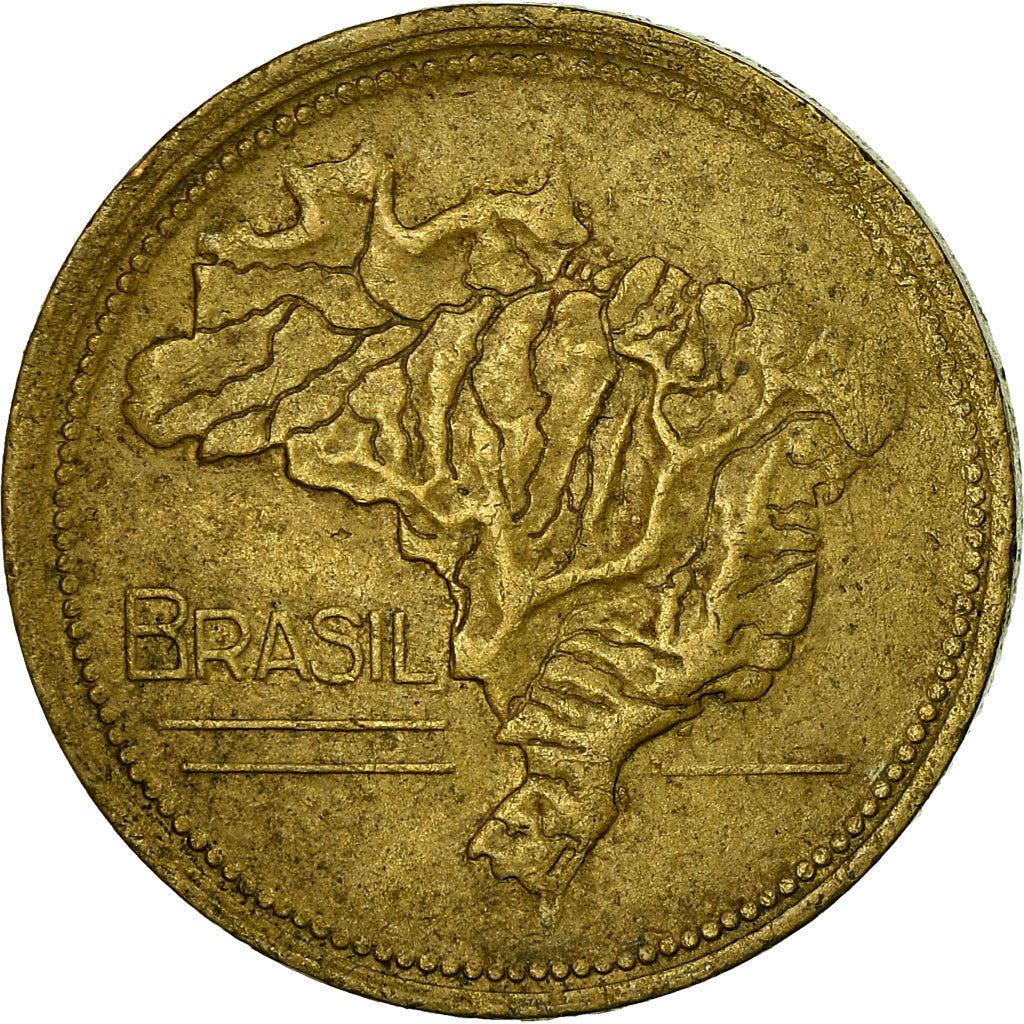 Brazil | 1 Cruzeiro Coin | Map of Brazil | Km:558 | 1942 - 1956