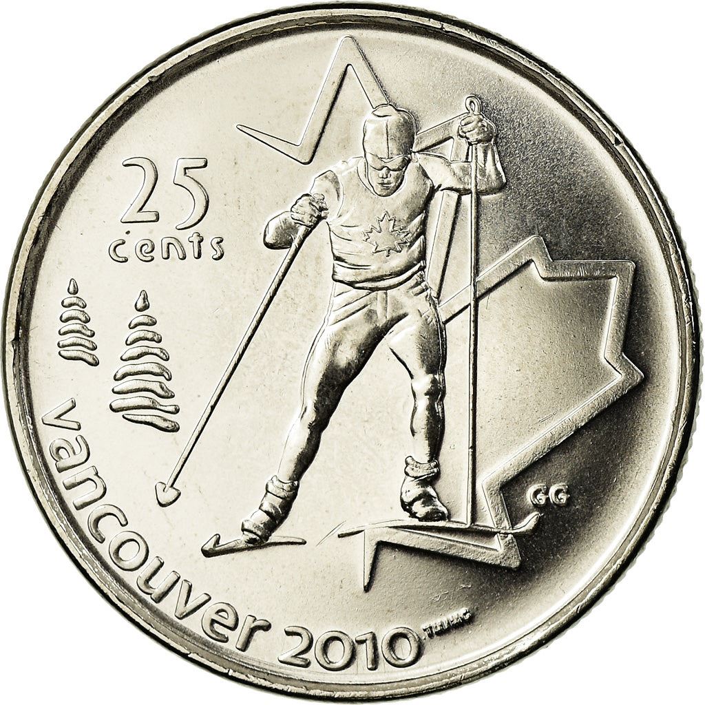 Canada | 25 Cents Coin | Nickel plated steel | Cross Country Skiing | KM:840 | 2009