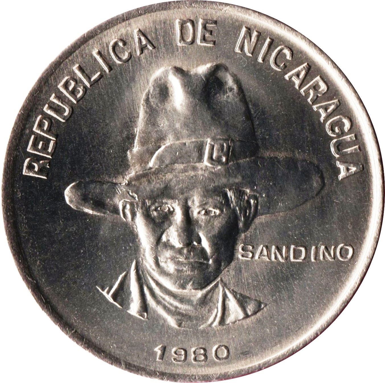 Nicaragua | 1 Cordoba Coin | Augusto Nicolás Sandino | Revolutionary | Km:43 | 1980 - 1983